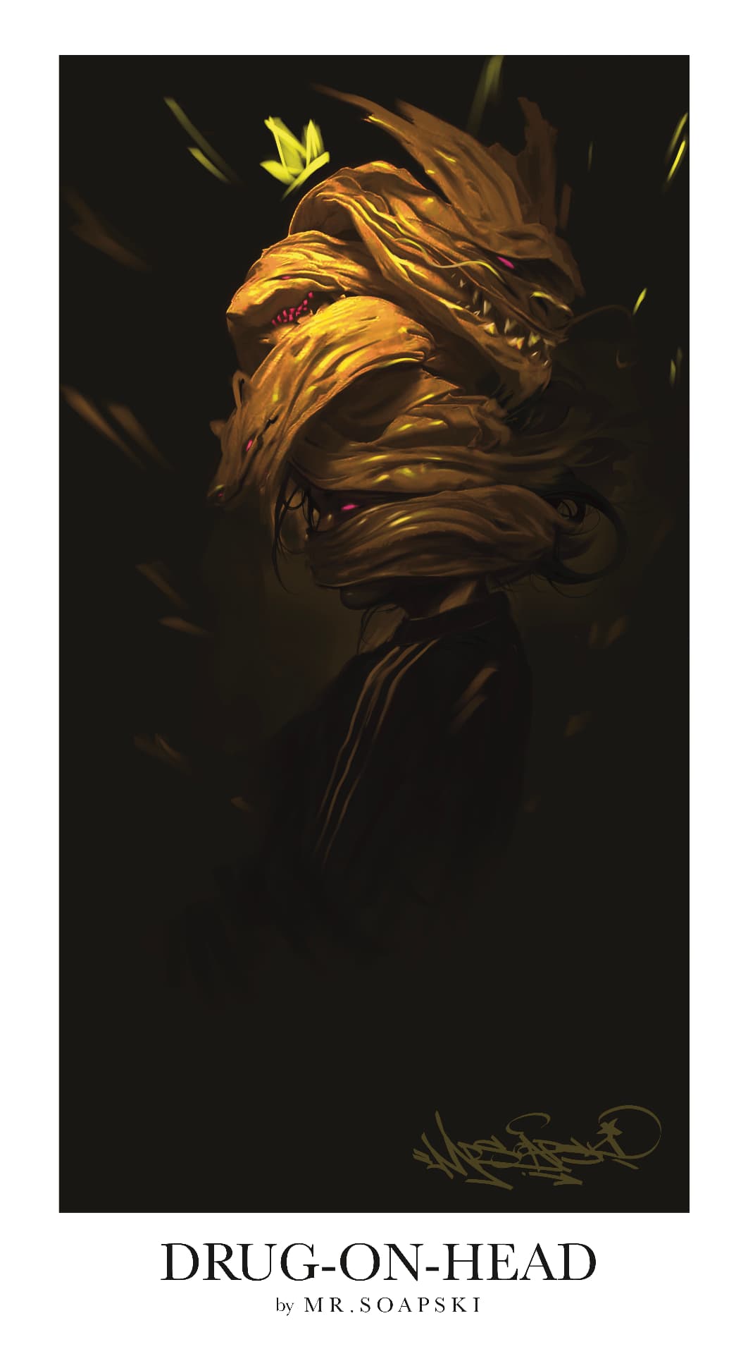 Drug-on-Head (2025) — signed giclée print fine art print by Polish contemporary artist MR.SOAPSKI / Drug-on-Head (2025) — sygnowany druk artystyczny giclée print, polski artysta współczesny MR.SOAPSKI