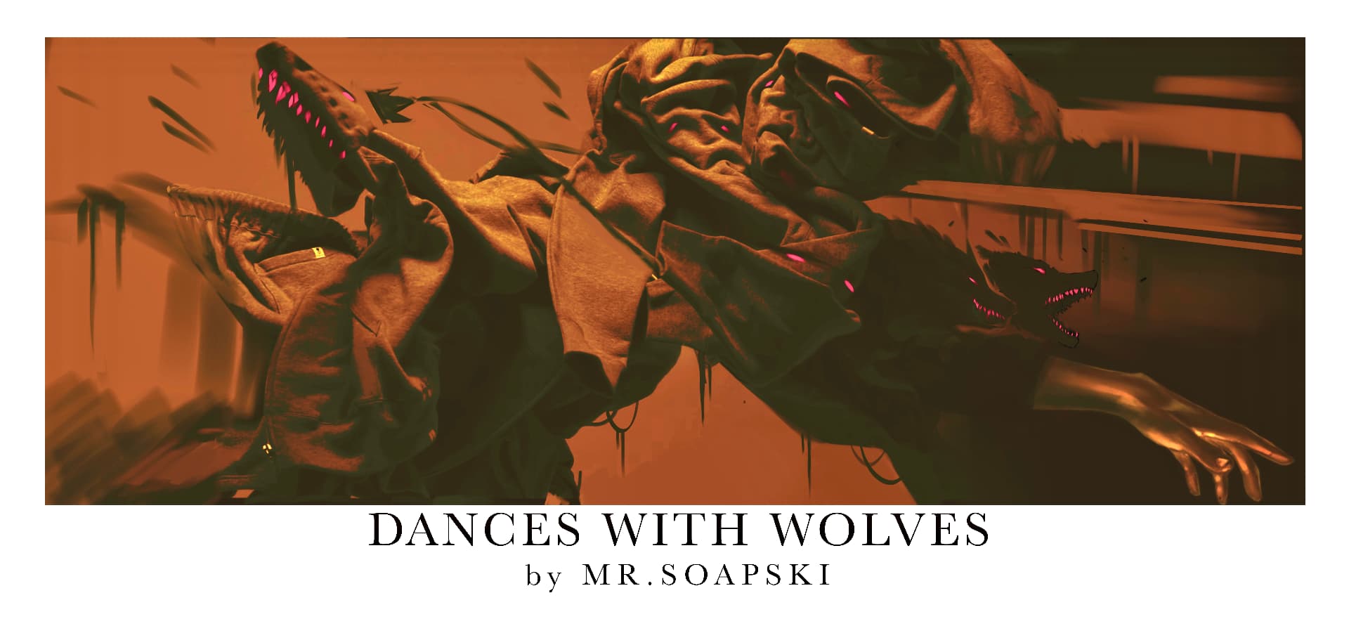 Dances With Wolves (2026) — signed giclée print fine art print by Polish contemporary artist MR.SOAPSKI / Dances With Wolves (2026) — sygnowany druk artystyczny giclée print, polski artysta współczesny MR.SOAPSKI